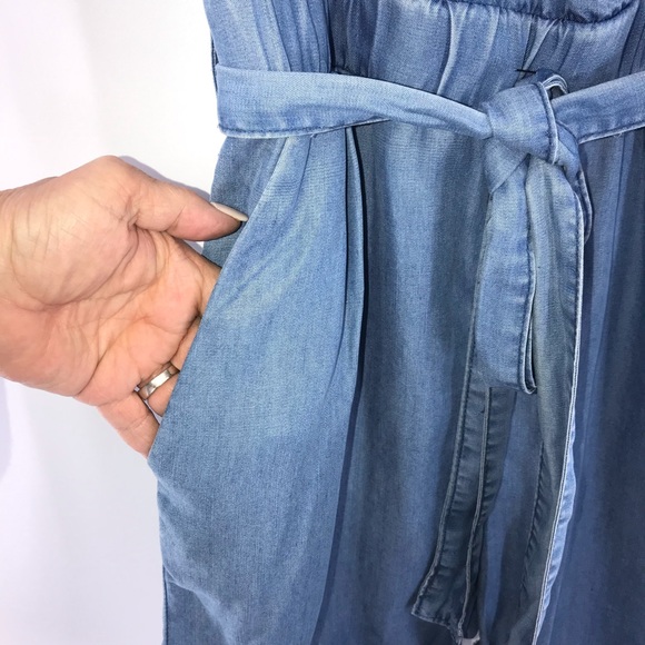 Etienne Marcel Blue Chambray Romper w Pockets - Picture 8 of 14